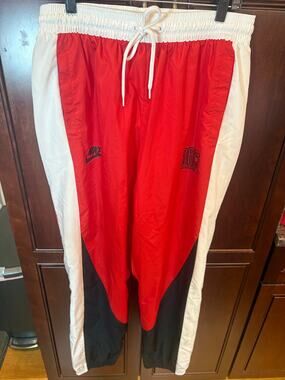 Nike Force Men's L Red White Black Colorblock Basketball Track Pants